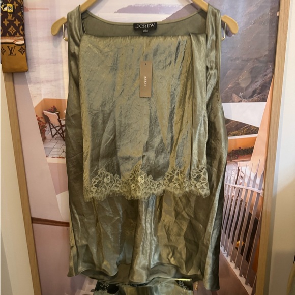 J. Crew Tops - J.Crew Green Satin Slip Camisole